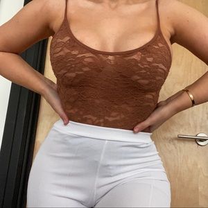 Brown lace one piece